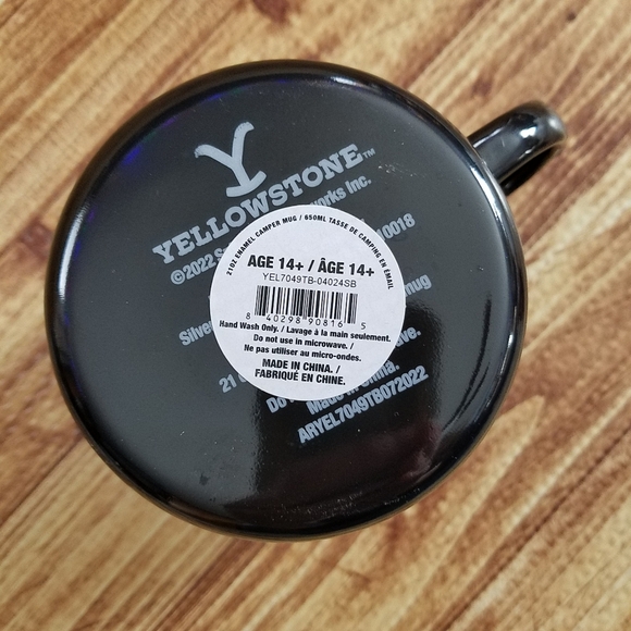 Yellowstone Dutton Ranch Campfire Black Enamel Mug 21oz Tin Metal Paramount NWT - Picture 2 of 6